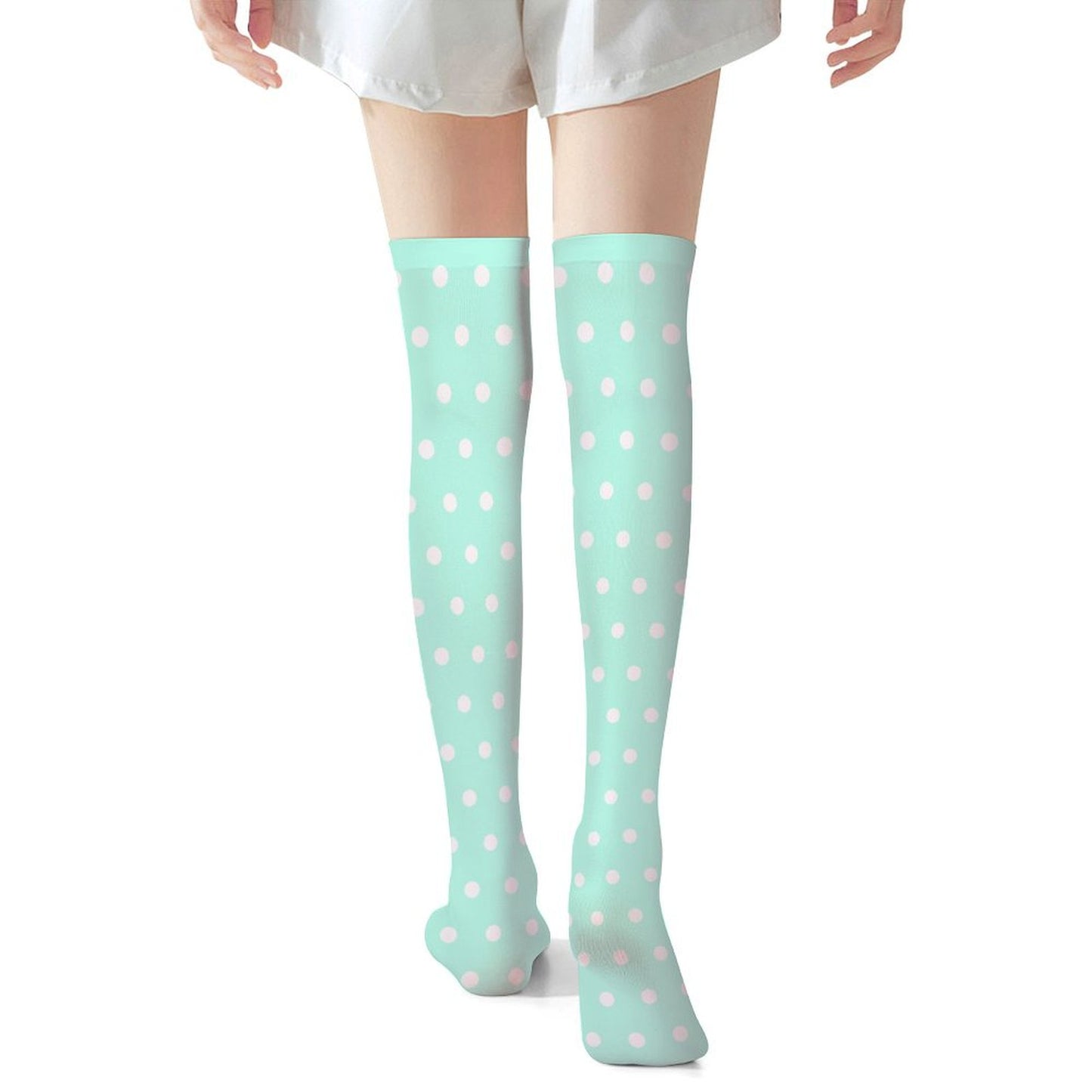 Cute Polka Dots Over Knee Stocking Socks (Mint)