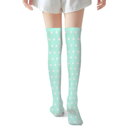 Cute Polka Dots Over Knee Stocking Socks (Mint)