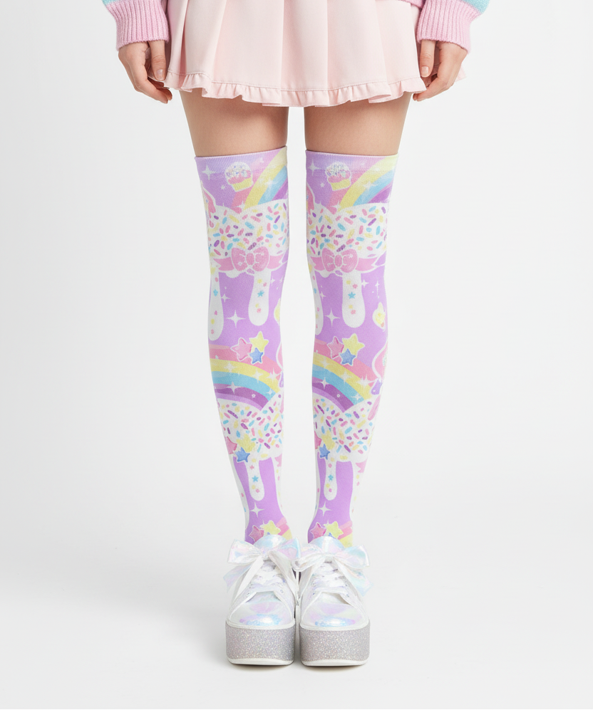 kawaii fashion decora kei over knee stocking socks pop kei pantyhose jfashion harajuku style fairy kei yume kawaii