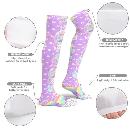 Rainbow Sweets Over Knee Stocking Socks (Purple)
