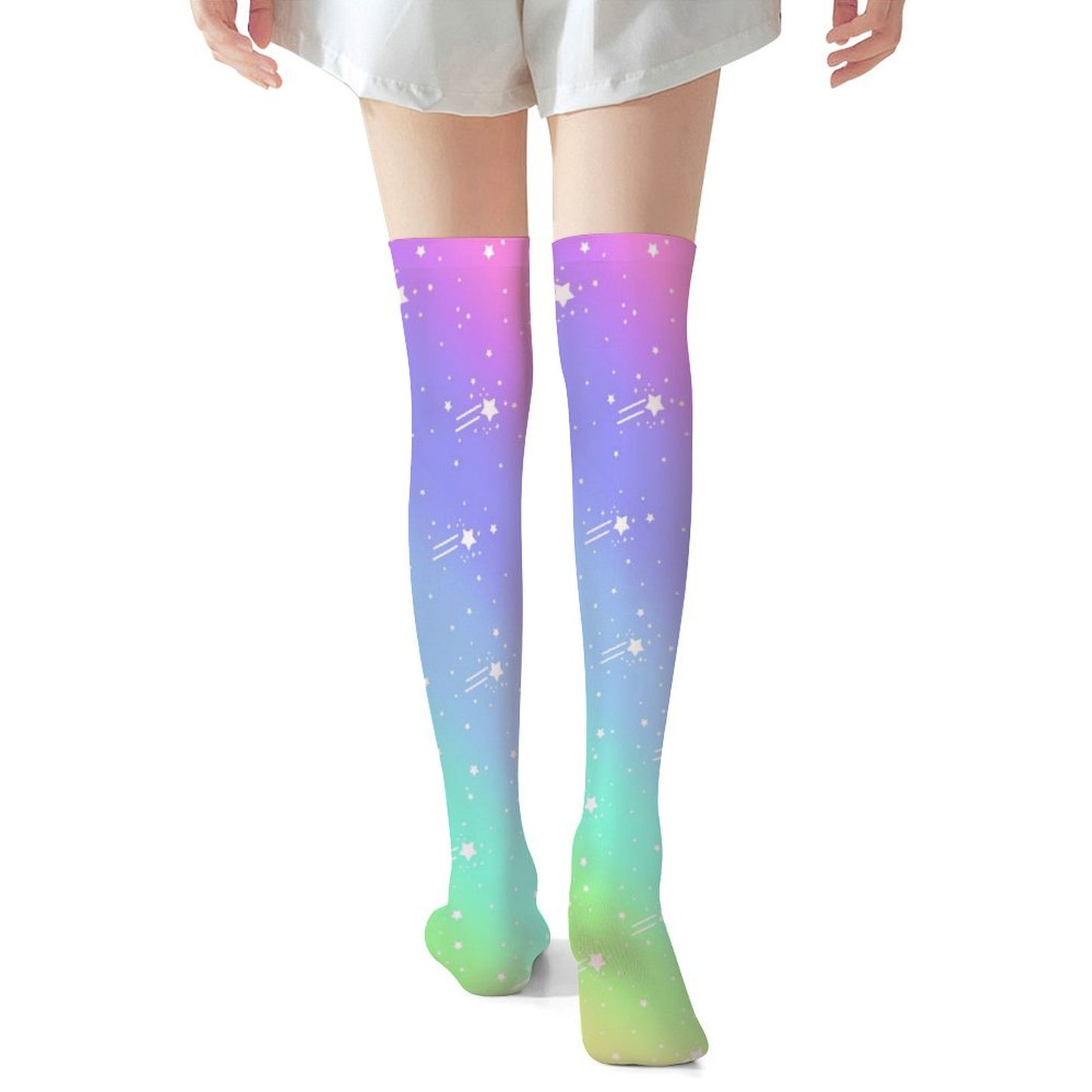 Wishful Rainbow Over Knee Stocking Socks