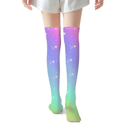 Wishful Rainbow Over Knee Stocking Socks