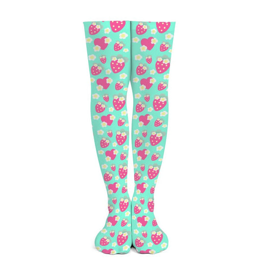 Strawberry Cutie Over Knee Stocking Socks (Fruity Berry Mint)