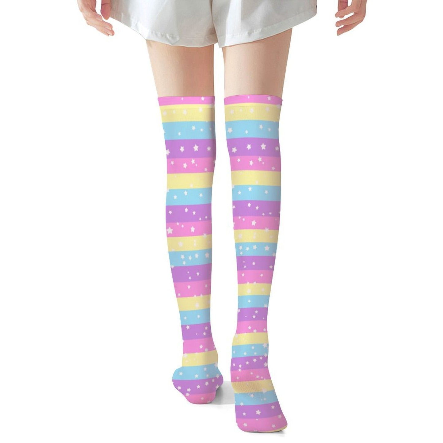 Starry Party Rainbow Over Knee Stocking Socks