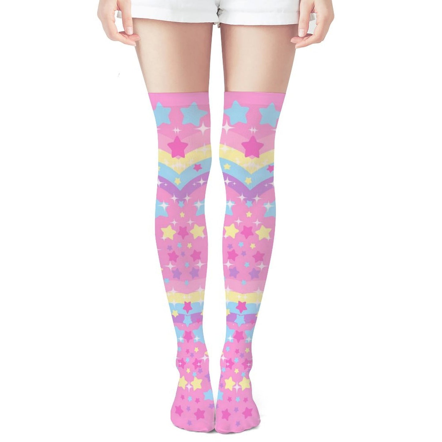 Bubbles Rainbow Land Over Knee Stocking Socks