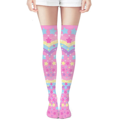 Bubbles Rainbow Land Over Knee Stocking Socks
