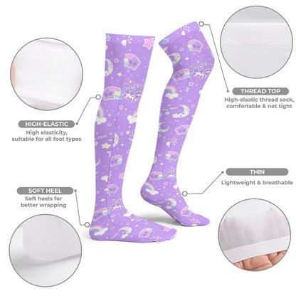 Rainbow Stardust Unicorn Friends Over Knee Stocking Socks