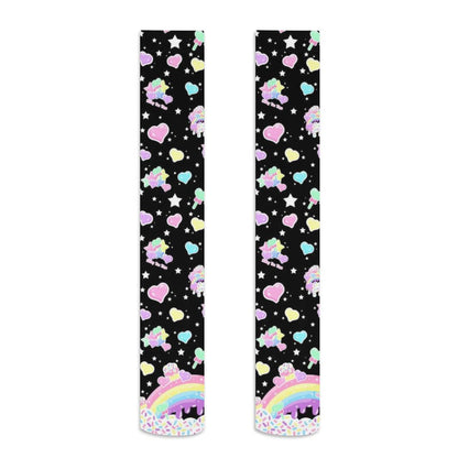 Rainbow Sweets Over Knee Stocking Socks (Black)