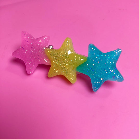 Sparkle Stars Hair Clip - Pink,Yellow, Blue