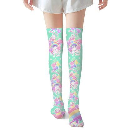Rainbow Sweets Over Knee Stocking Socks (Mint)