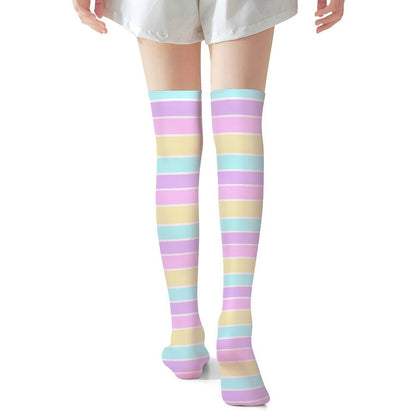 Pastel Stripes Over Knee Stocking Socks