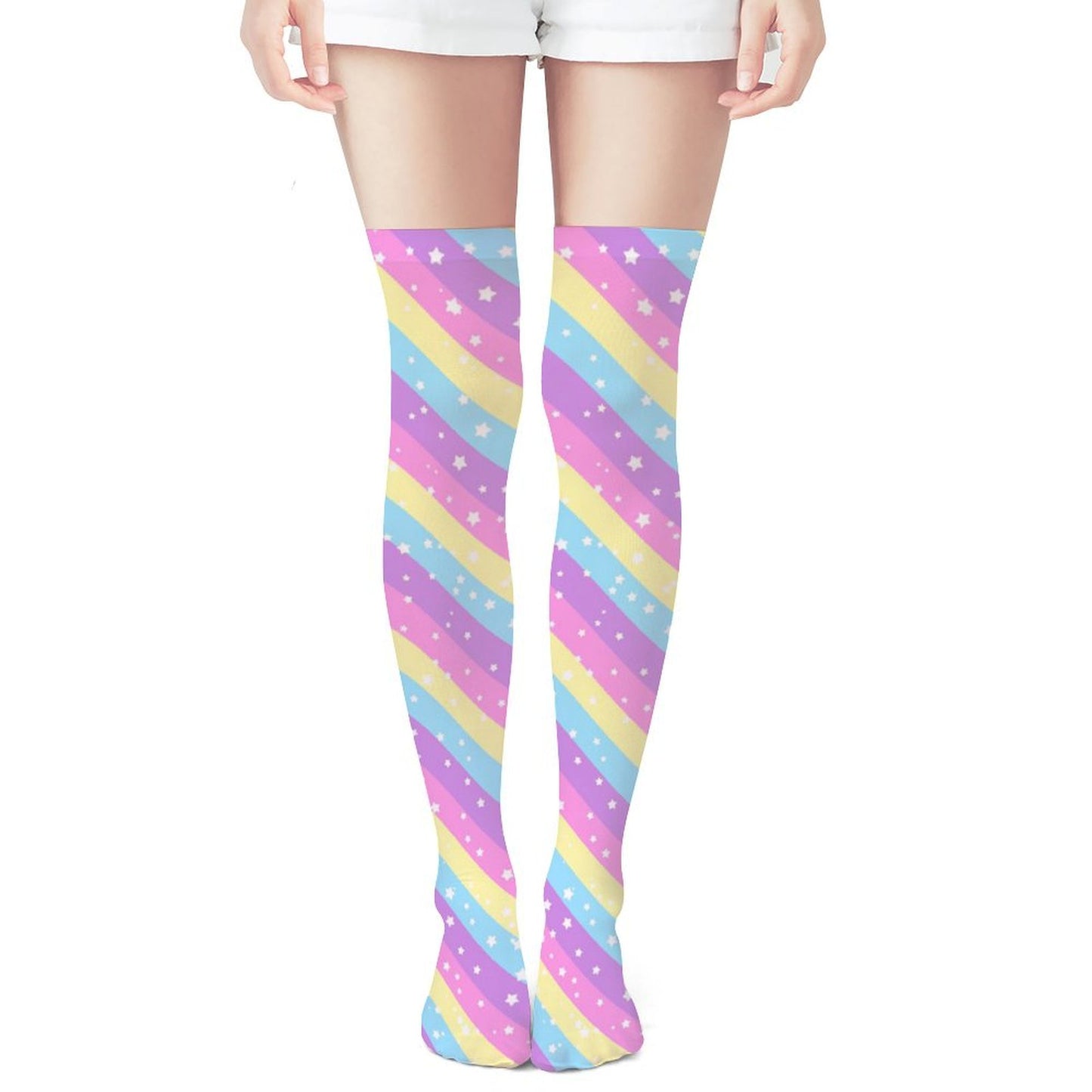 Starry Party Rainbow Over Knee Stocking Socks