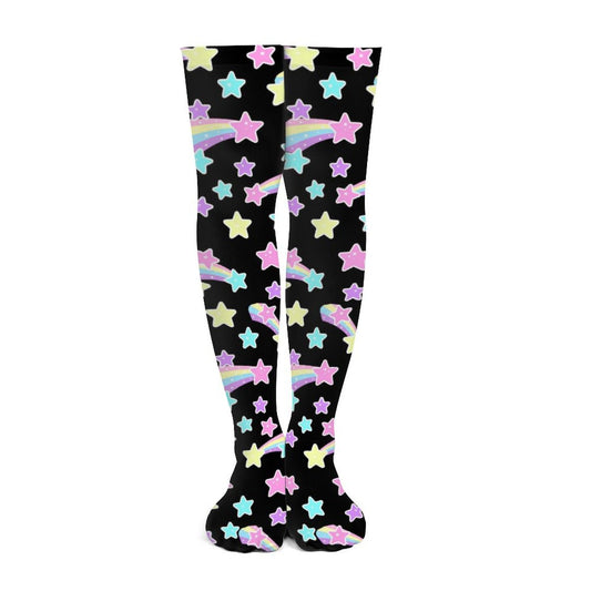 Starry Party Over Knee Stocking Socks (Black)