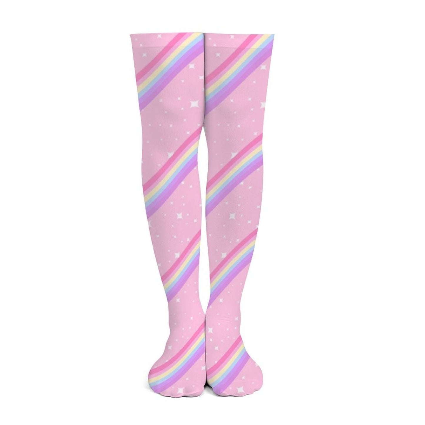 Kawaii Sparkle Cake Rainbow Beam Over Knee Stocking Socks