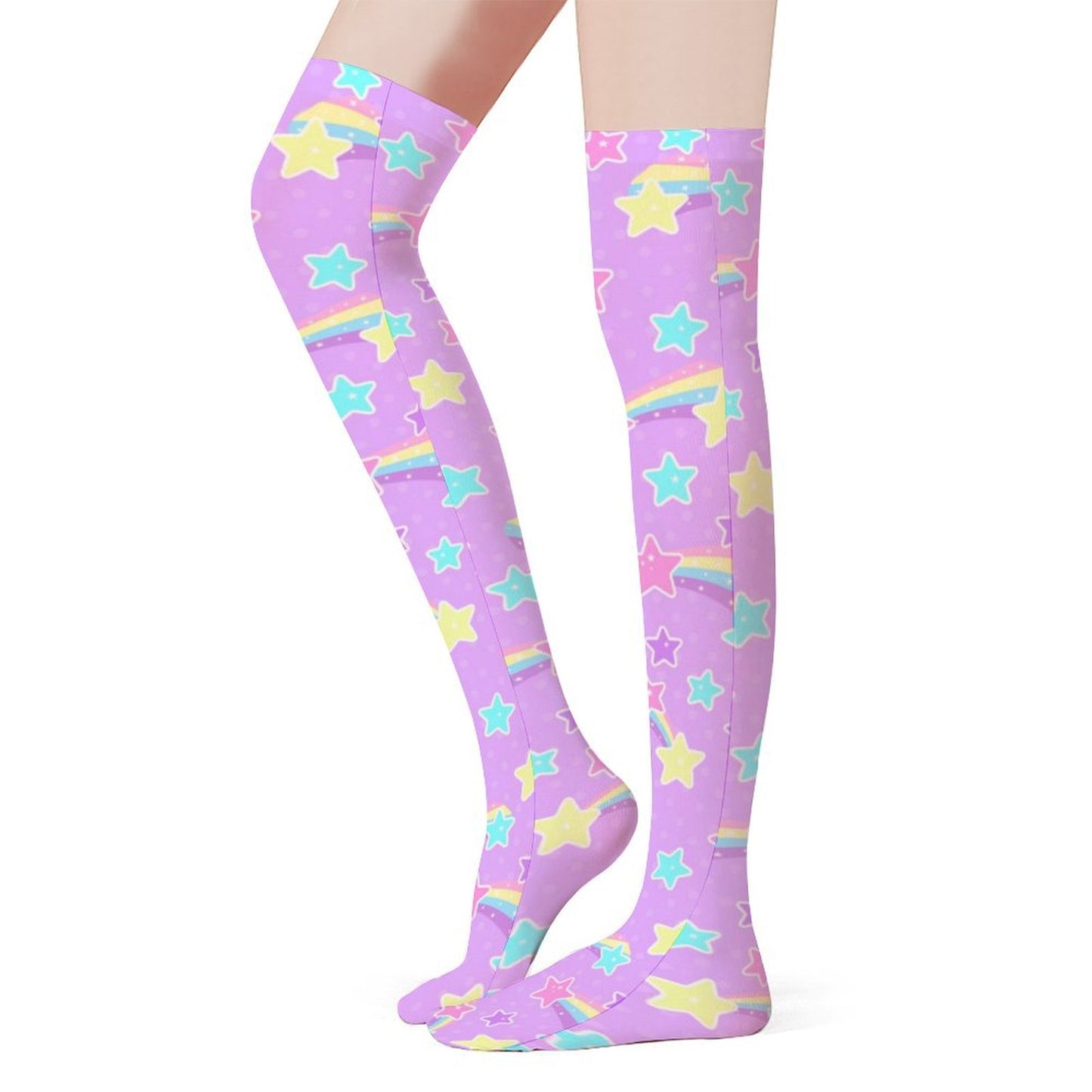 Starry Party Over Knee Stocking Socks (Purple)