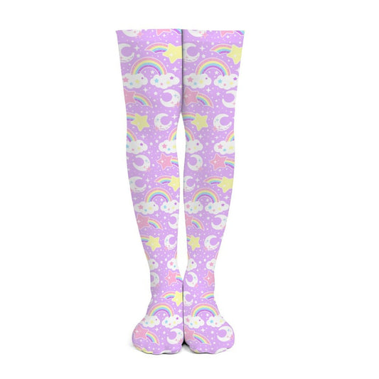 Dreamy Rainbow Over Knee Stocking Socks (Purple)