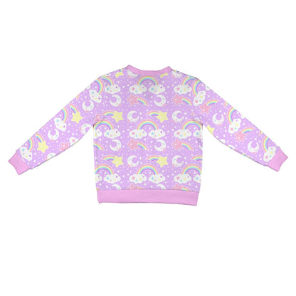 Dreamy Rainbow Women's Ribbed Button Up Cardigan (Purple)