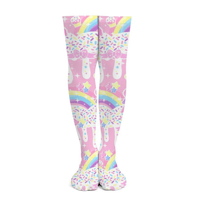 Rainbow Sweets Over Knee Stocking Socks (Pink)