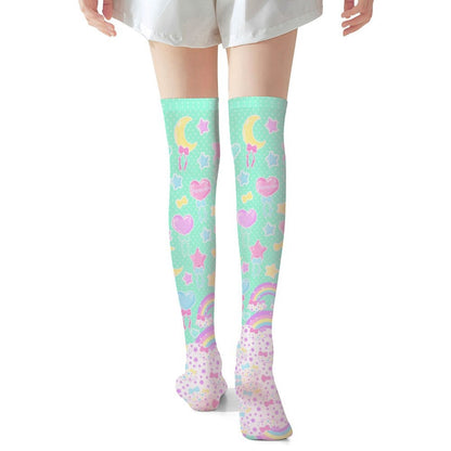 Pastel Party Over Knee Stocking Socks (Mint)