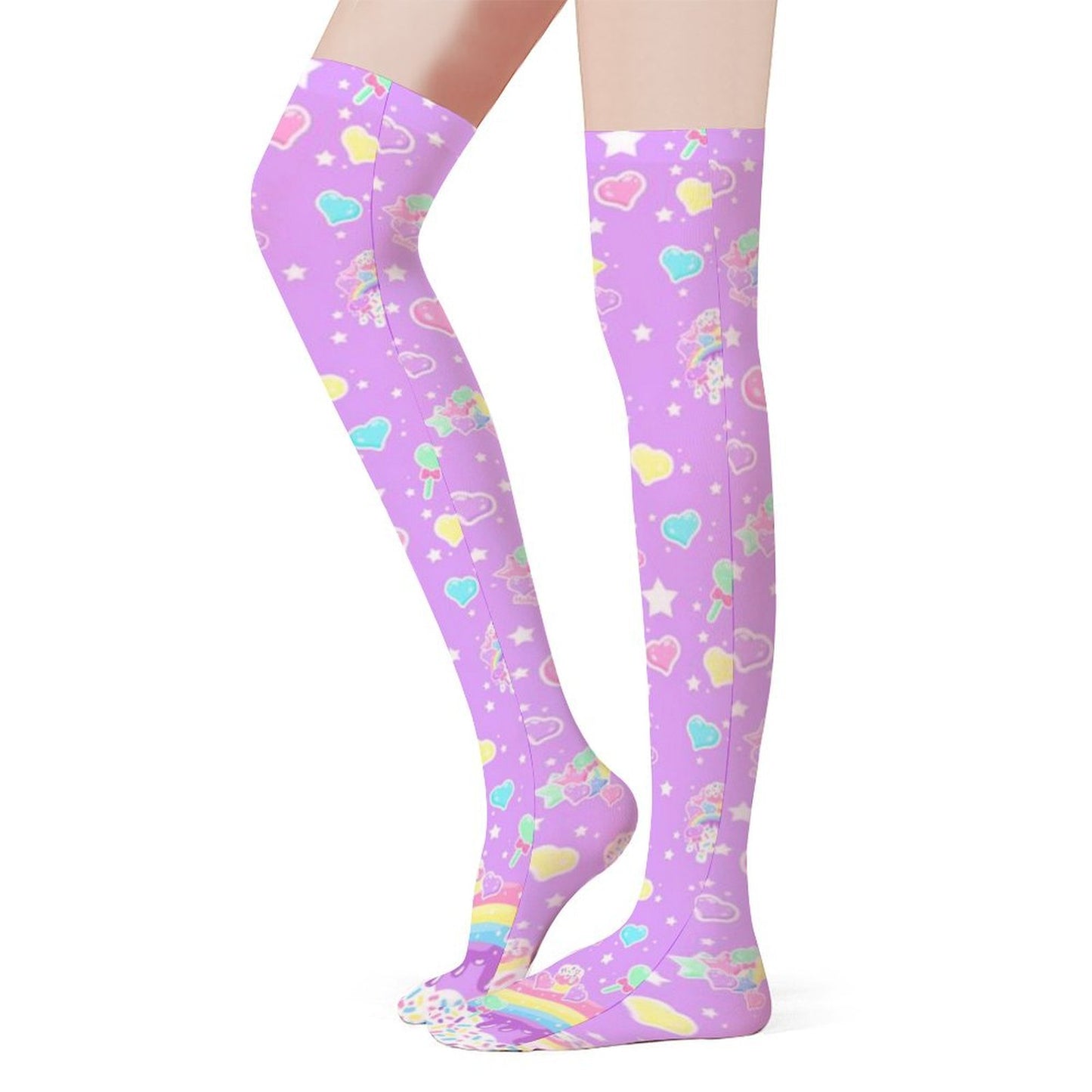 Rainbow Sweets Over Knee Stocking Socks (Purple)