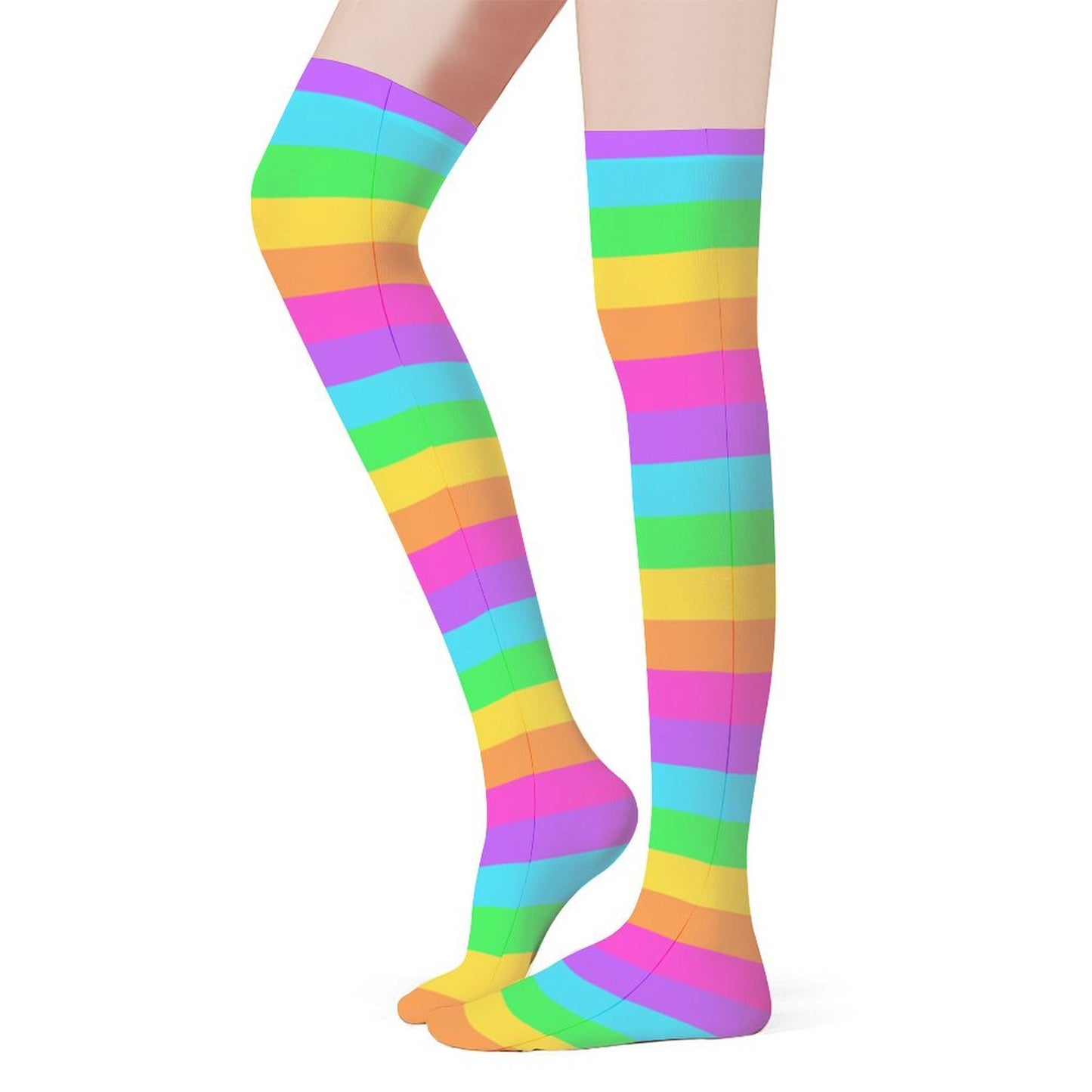 Rainbow Wonderland Over Knee Stocking Socks (Stripes)