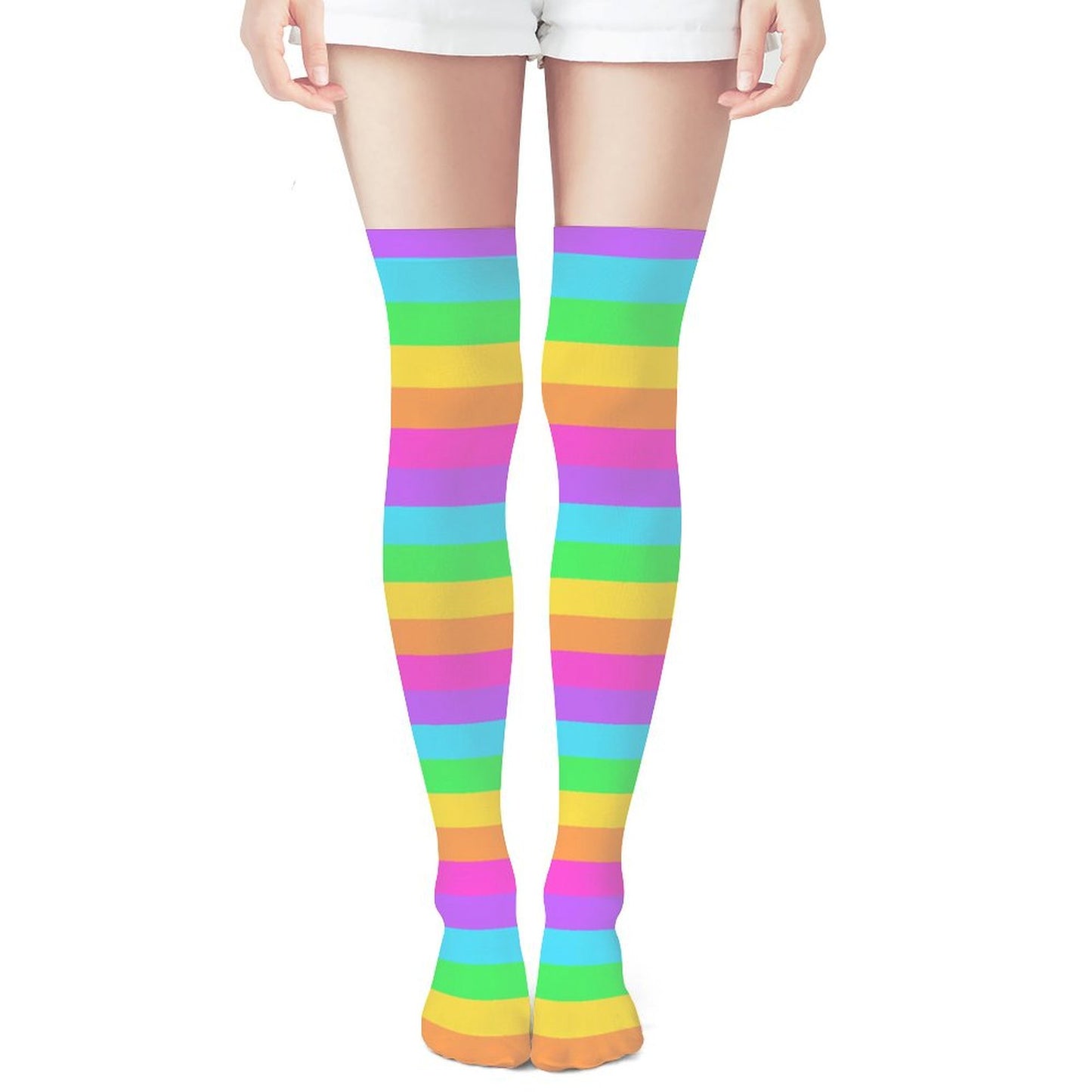 Rainbow Wonderland Over Knee Stocking Socks (Stripes)
