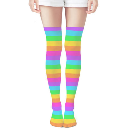 Rainbow Wonderland Over Knee Stocking Socks (Stripes)