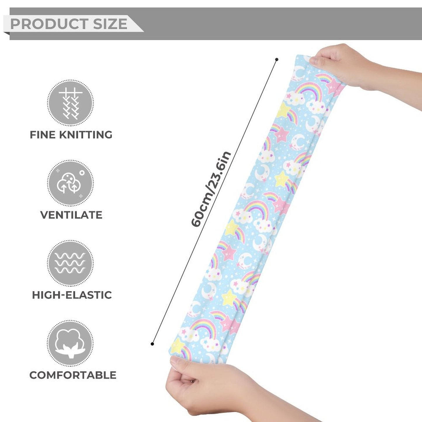 Dreamy Rainbow Over Knee Stocking Socks (Blue)