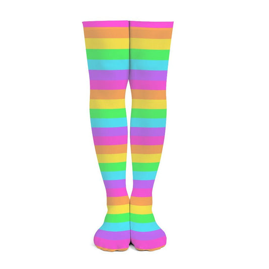 Rainbow Wonderland Over Knee Stocking Socks (Stripes)