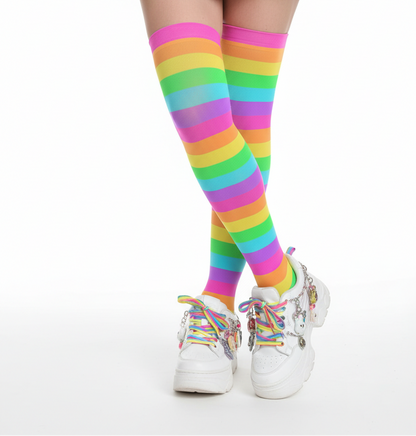 Rainbow Wonderland Over Knee Stocking Socks (Stripes)