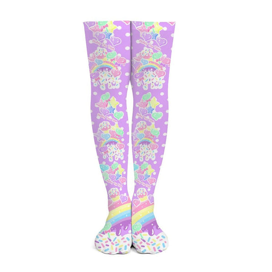 Rainbow Sweets Over Knee Stocking Socks (Purple)