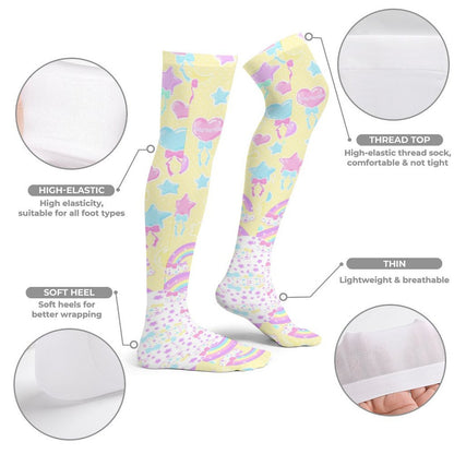 Pastel Party Over Knee Stocking Socks (Yellow)