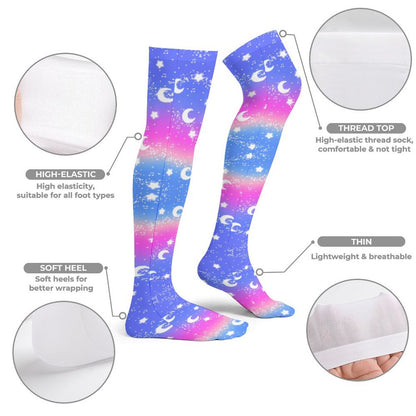 Magical Fairy Time Over Knee Stocking Socks (Rainbow Twilight)