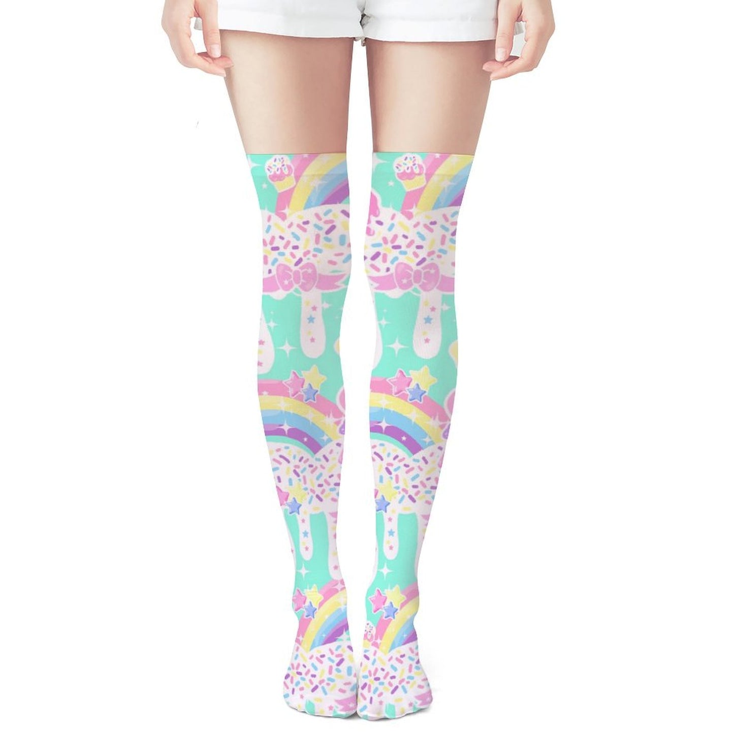 Rainbow Sweets Over Knee Stocking Socks (Mint)