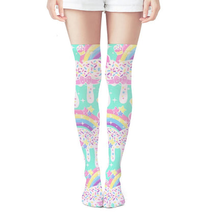 Rainbow Sweets Over Knee Stocking Socks (Mint)