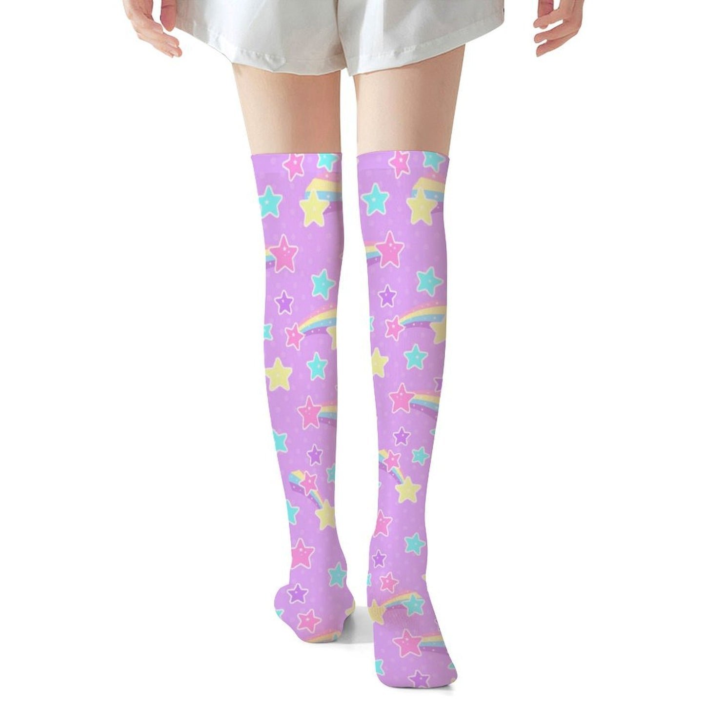 Starry Party Over Knee Stocking Socks (Purple)