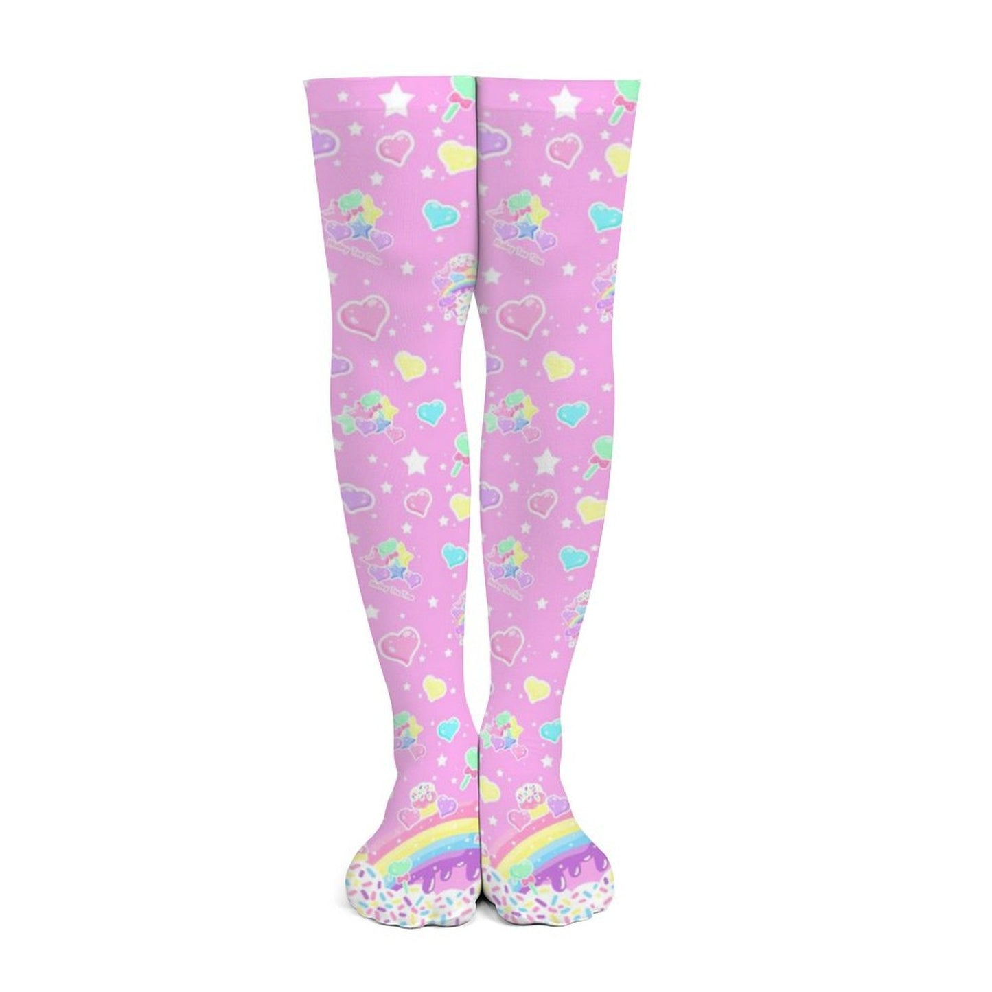 Rainbow Sweets Over Knee Stocking Socks (Pink)