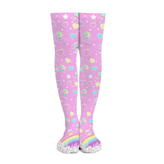Rainbow Sweets Over Knee Stocking Socks (Pink)