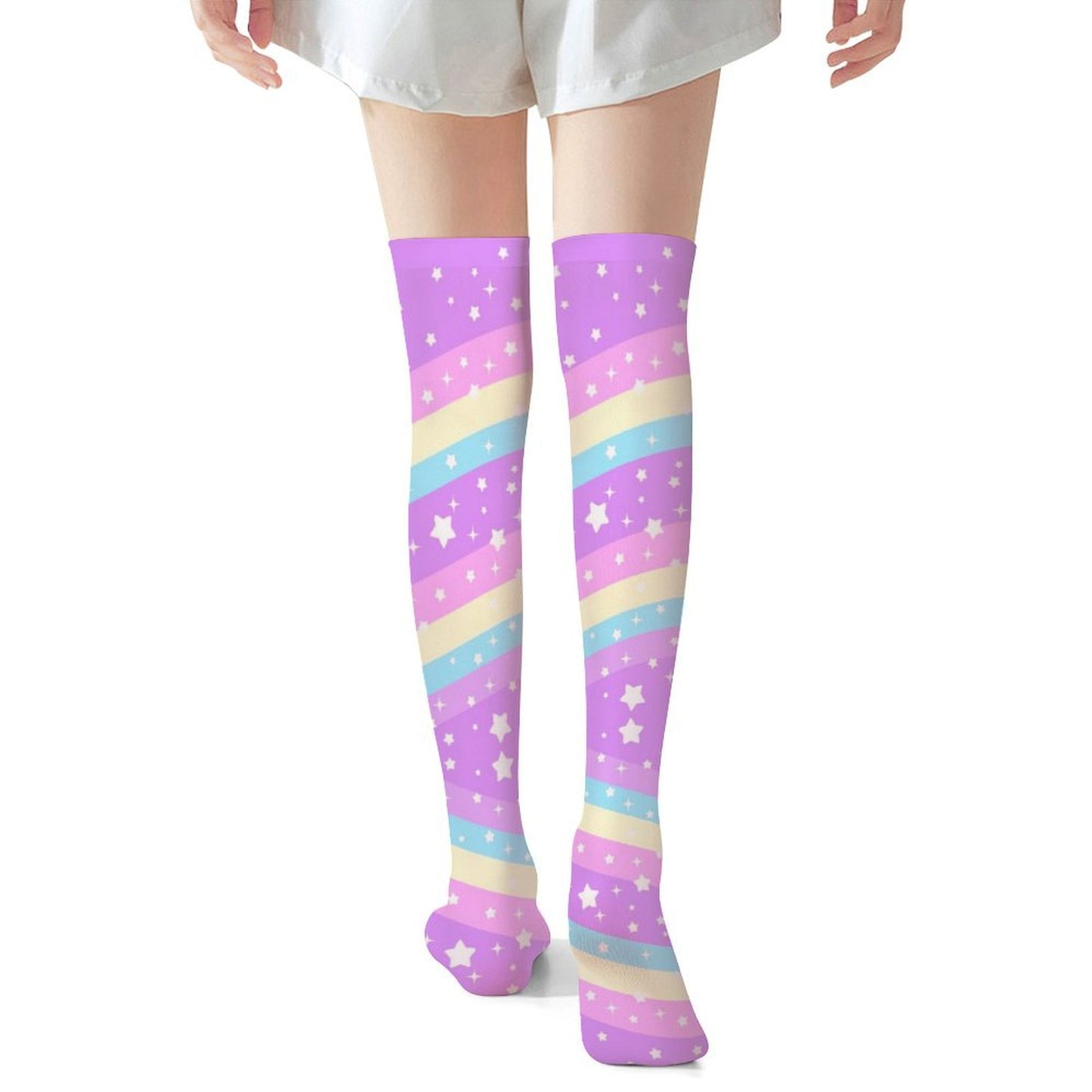 Rainbow Stardust Unicorn Over Knee Stocking Socks