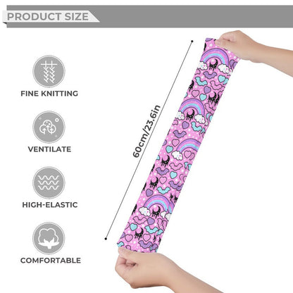 Rainbow Spooky Bats Over Knee Stocking Socks (Pink)