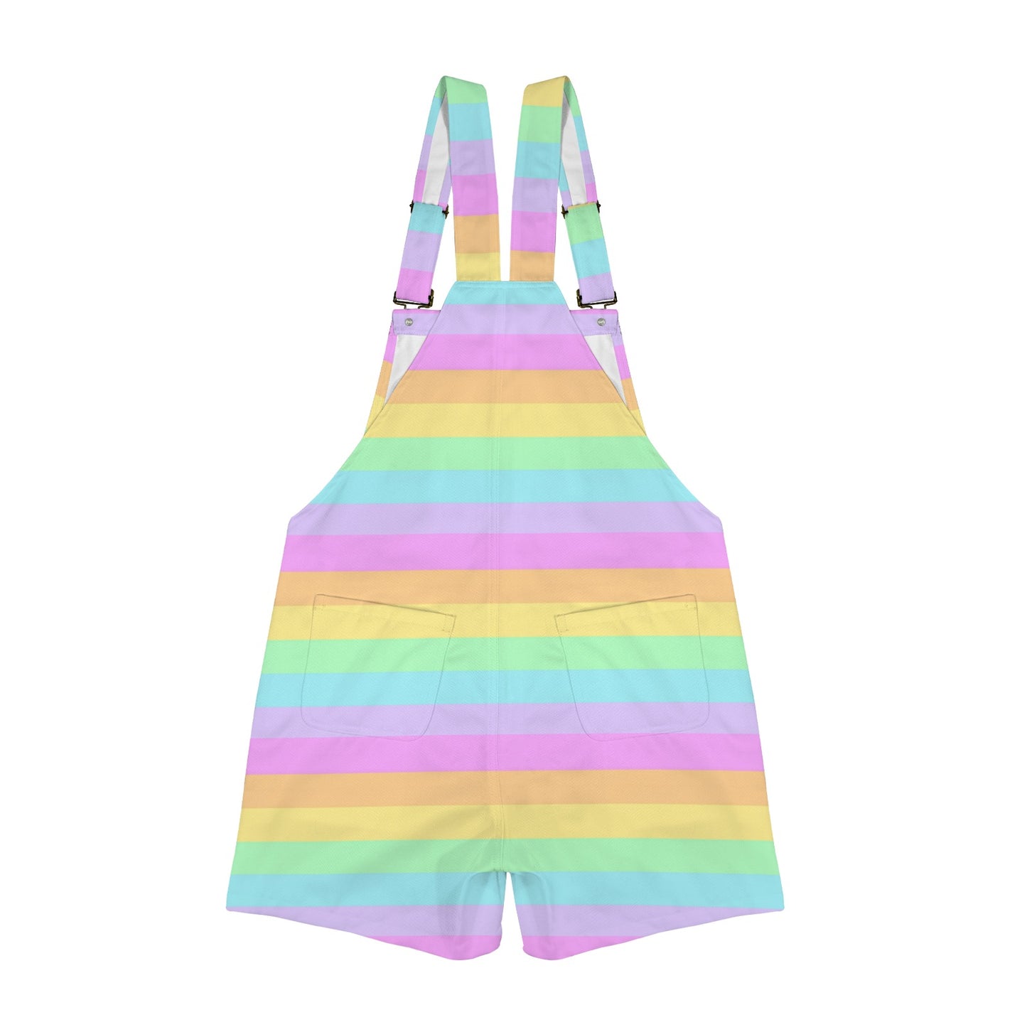 Fruity Rainbow Unisex Shorts Overalls With Adjustable Straps And Pockets (Color Block)