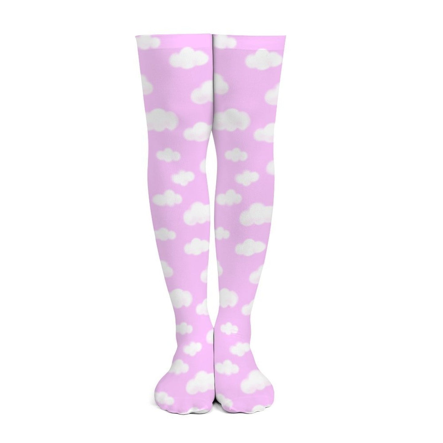 Dreamy Clouds Over Knee Stocking Socks (Taffy Pink)
