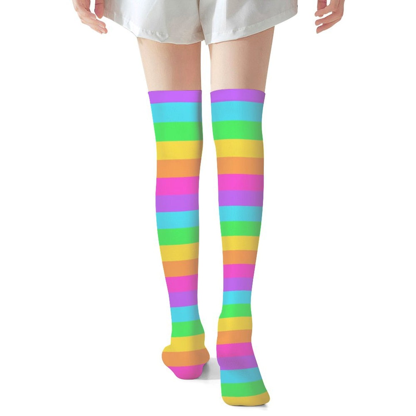 Rainbow Wonderland Over Knee Stocking Socks (Stripes)