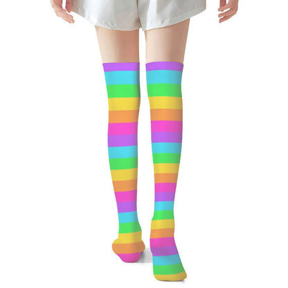 Rainbow Wonderland Over Knee Stocking Socks (Stripes)