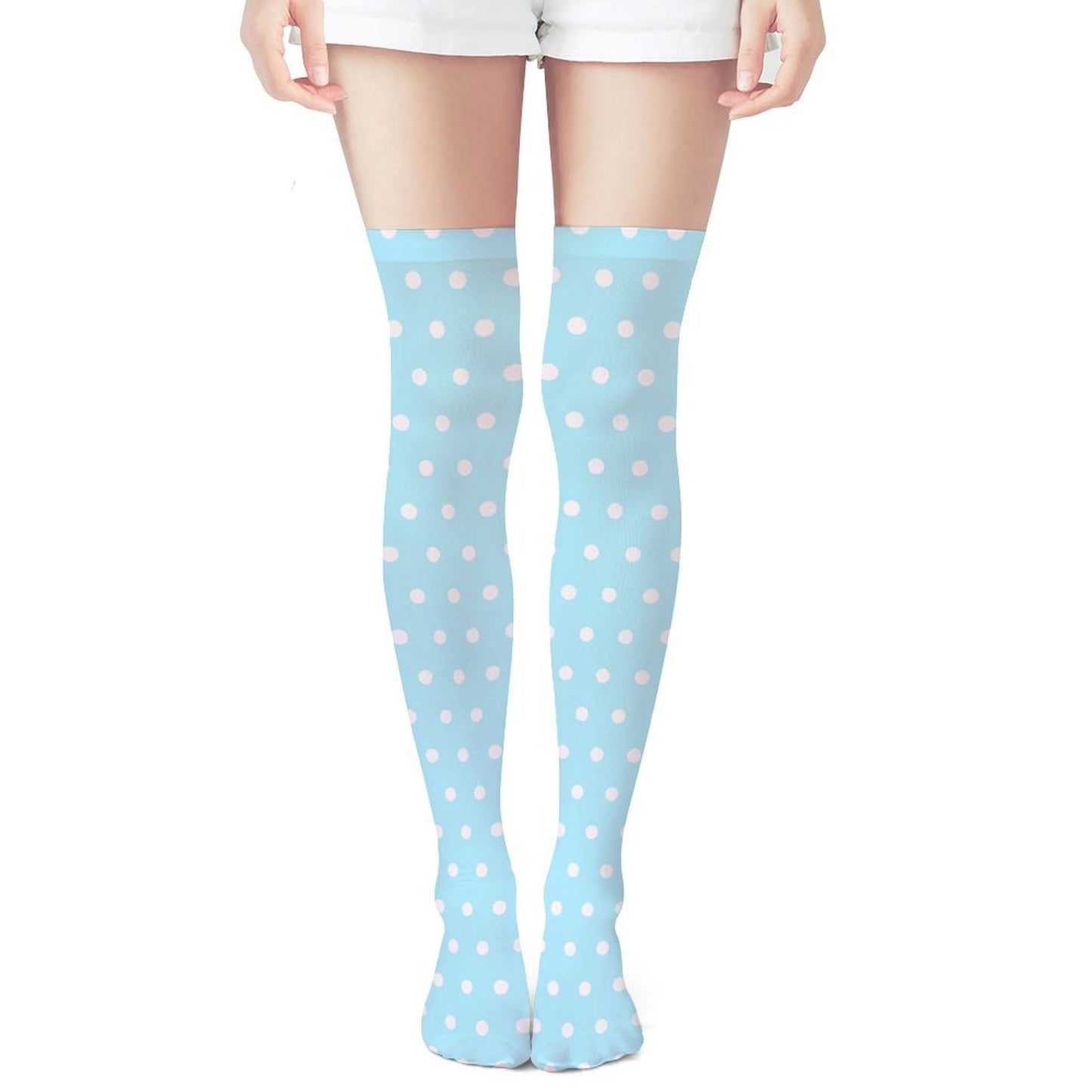 Cute Polka Dots Over Knee Stocking Socks (Blue)