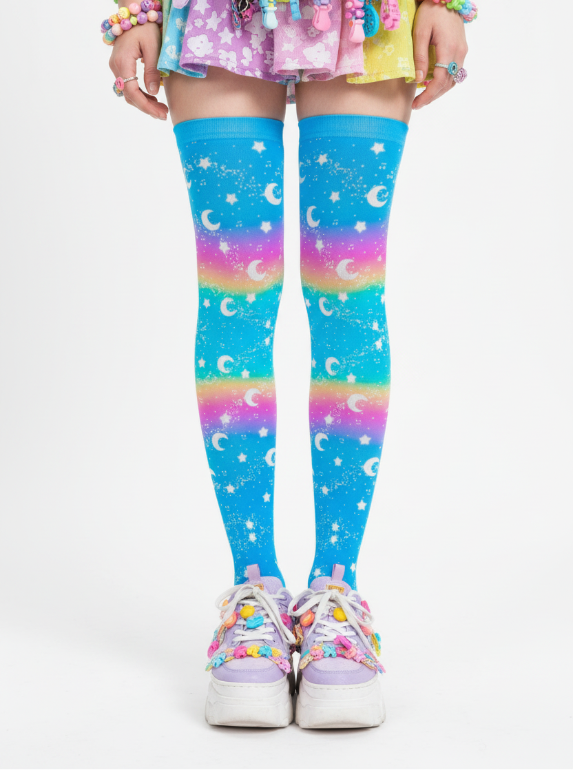 kawaii fashion decora kei over knee stocking socks pop kei pantyhose jfashion harajuku style