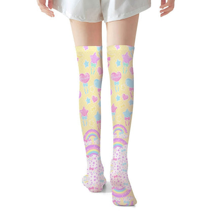 Pastel Party Over Knee Stocking Socks (Yellow)