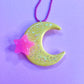 Magical Yellow Moon With Pink Star Necklace