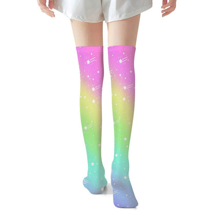 Wishful Rainbow Over Knee Stocking Socks