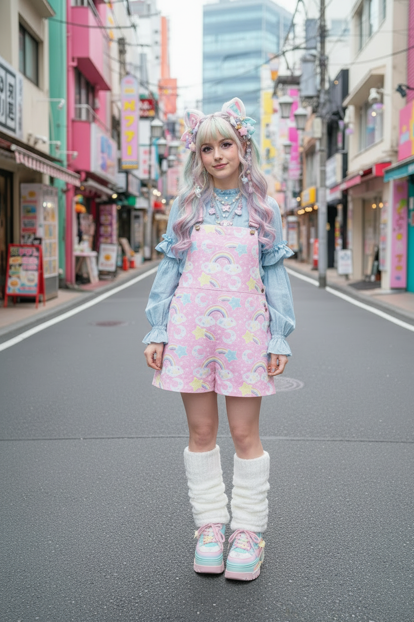 Dreamy Rainbow Pink Unisex Shorts Overalls With Adjustable Straps And Pockets